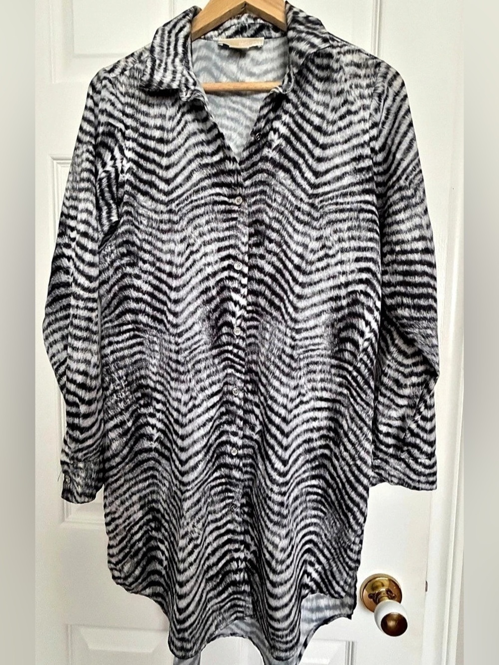 Michael Kors Zebra Print Button Down Blouse Size 4